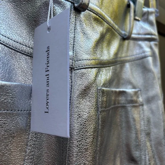 Lovers + Friends Monique Faux Leather Maxi Skirt in Metallic Silver New with Tag - Picture 5 of 6